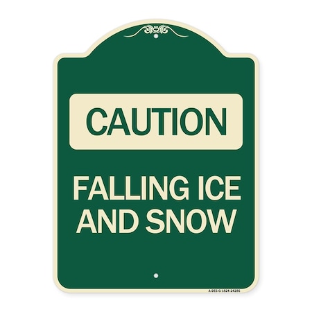 Signmission Caution Falling Ice and Snow Heavy-Gauge Aluminum Architectural Sign, 24" x 18", G-1824-24286 A-DES-G-1824-24286
